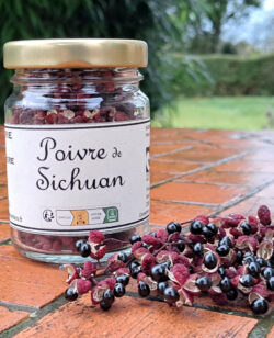 Pot de 20g de poivre de Sichuan séché.